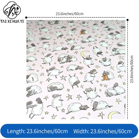 Cute Sheep Night Sky Eco-Friendly Craft Paper Wrapping Custom Printed Cartoon Lamb & Star Moon Gift Wrap for Baby Shower