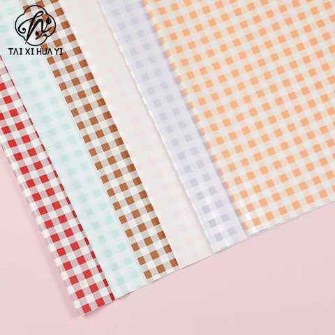 Waterproof Summer Plaid Wrapping Paper Korean Version Floral Arrangement Flower Packaging Materials Popular for Flower Shops