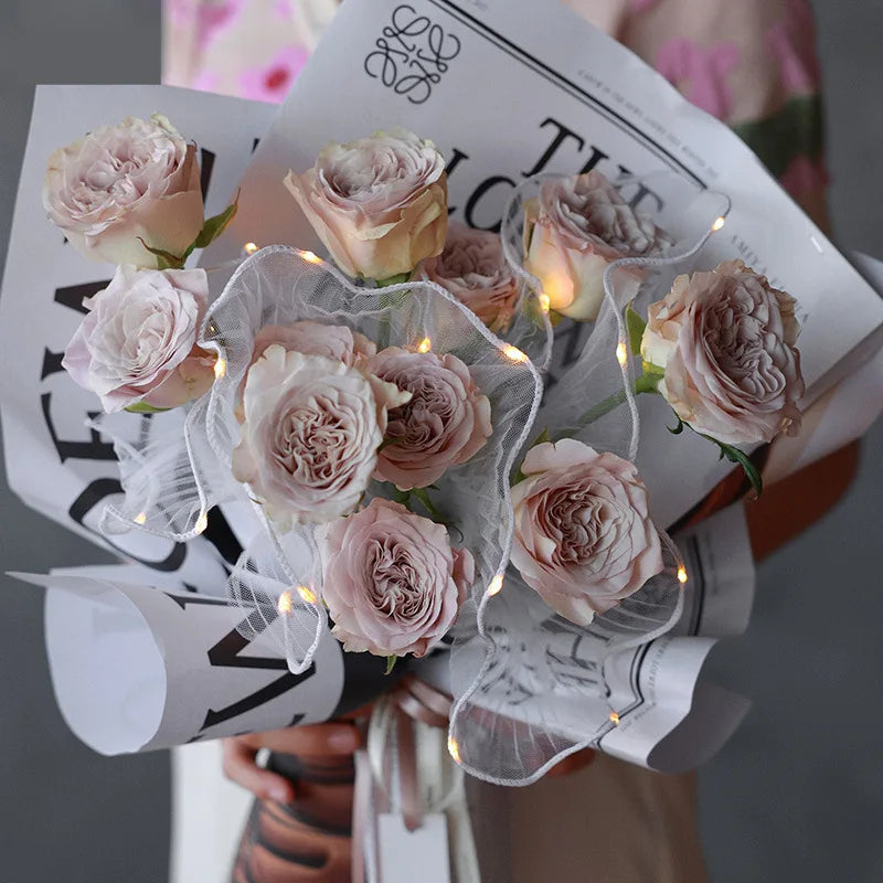 Coated with Lights Wave Gauze Pleated Cake Baking Edging Gauze Flower Shop Fresh Flowers Packaging Materials