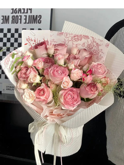 New Arrival 35*50cm Irregular Shape Flower Wrapping Paper Sheet Waterproof Plastic Pearlized Film Florist Bouquet Wrap Coating