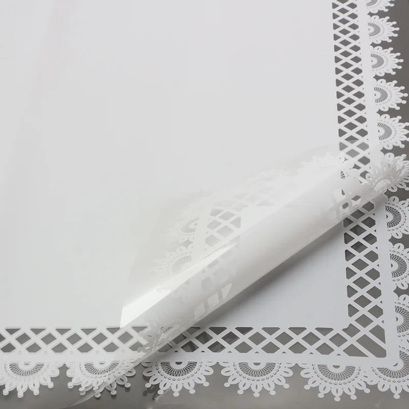Glass Paper with Petal Lace Design Transparent Plastic Waterproof Flower Paper Single Side Coating Flower Wrapping Paper