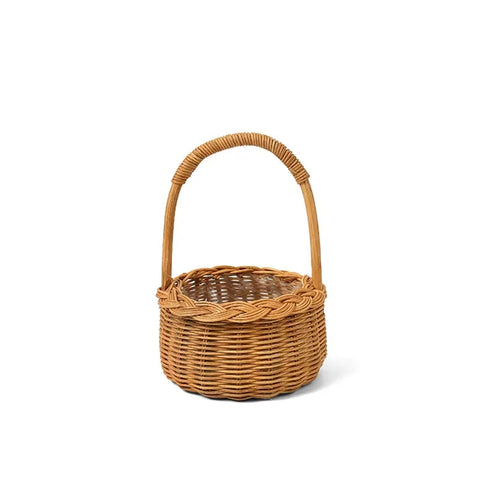 Wholesale Small Round Mini Lace Rattan Woven Basket Hand Design Waterproof Hanging Flower Baskets