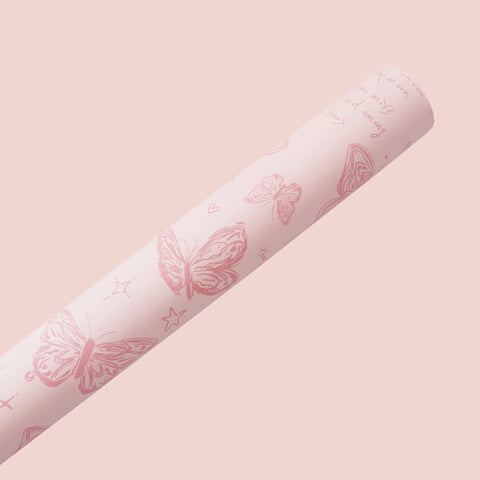 Butterfly Pattern Flower Wrapping Paper Double-Sided PE Coated Recyclable 57x57cm Florist Bouquet Gift Wrap for Packaging New