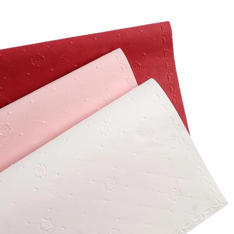 Fresh Flower Bouquet and Gift Wrapping 52x52cm Rose Pattern Embossed Specialty Paper with PE Coating for Valentine's Day