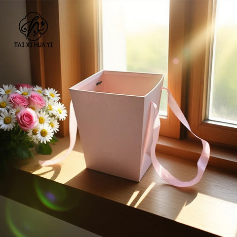 Premium Quality Trapezoidal Flower Paper Bag Premium Embossing for Wedding Gift Flower Shop Bouquet Packaging Quality Paper