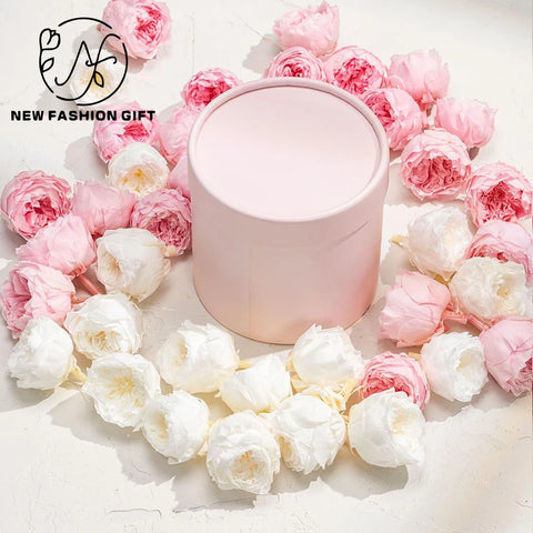 Portable and Waterproof Biodegradable Kraft Paper Flower Box Handheld Round Cylinder Packaging for Fashionable Gifts