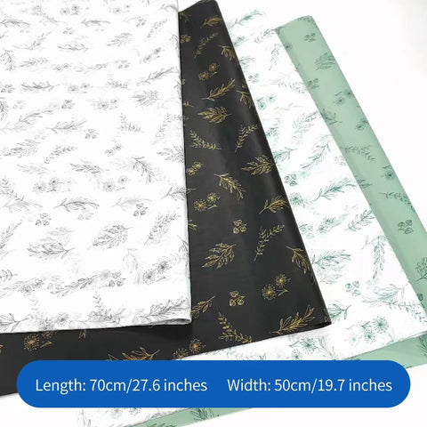 50*70cm White Recyclable Gift Wrapping Paper Flower Design for Clothing Underwear Shoes Socks Packaging