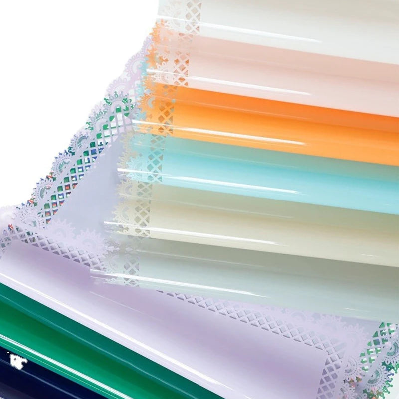 Glass Paper with Petal Lace Design Transparent Plastic Waterproof Flower Paper Single Side Coating Flower Wrapping Paper