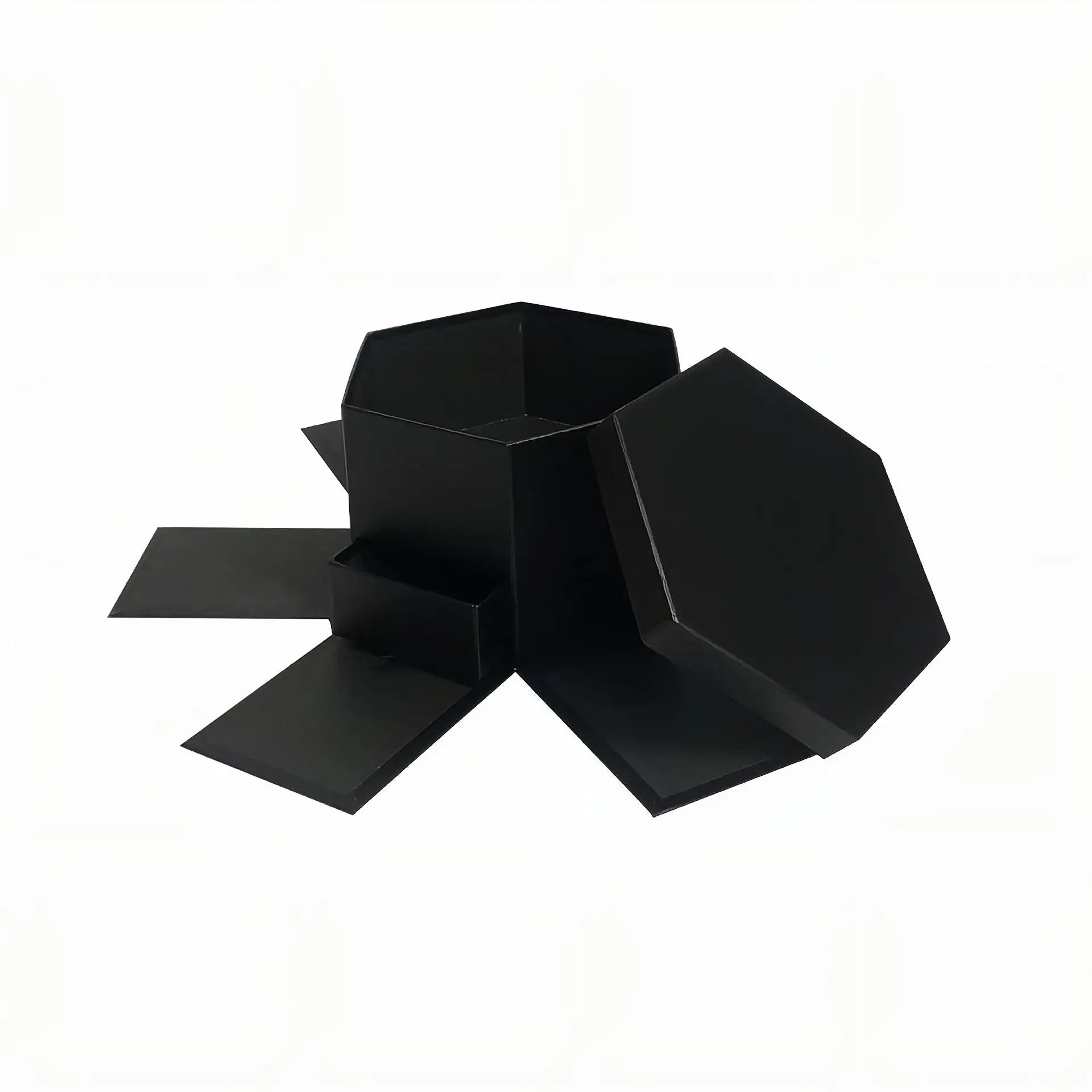 Double Layer Hexagon Flower Gift Box Cardboard Recycled Materials Embossing Printing Rigid Box Recyclable
