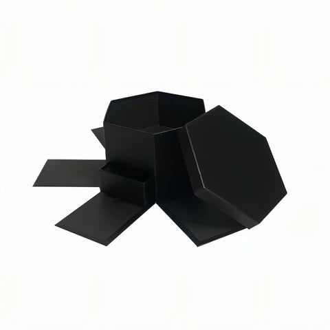Double Layer Hexagon Flower Gift Box Cardboard Recycled Materials Embossing Printing Rigid Box Recyclable
