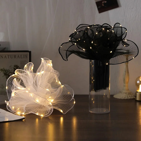 Coated with Lights Wave Gauze Pleated Cake Baking Edging Gauze Flower Shop Fresh Flowers Packaging Materials