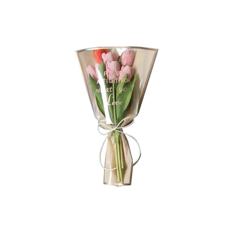 Transparent Single Rose Bouquet OPP Bag Moisture Proof Hot Stamping Gold Edge Festival Flower Wrapping Paper