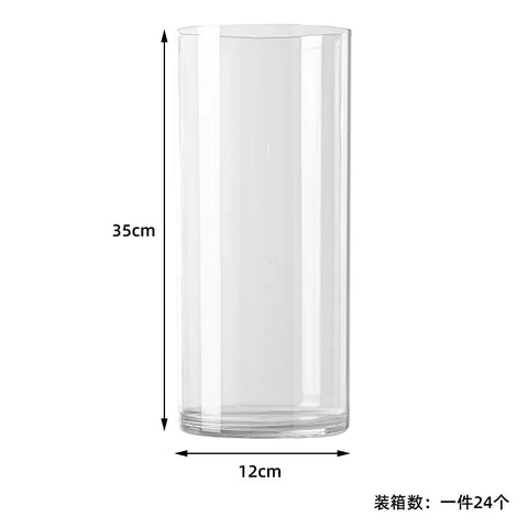 High-Grade Transparent Acrylic Cylindrical Vase Art Deco Design Tabletop for Wedding Flower Arrangements Anti-Fall Plastic