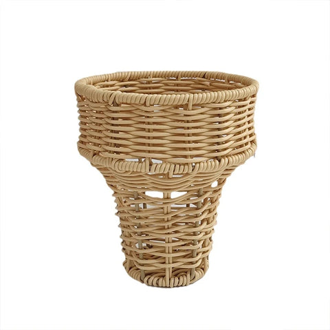 Festive Ice Cream Shaped Plastic Woven Flower Basket for Desktop Decoration and Children's Gifts