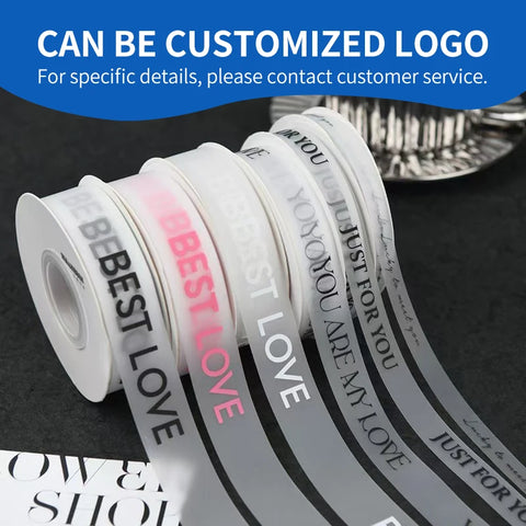 Polyester Matte Clear Printed Grosgrain Satin Ribbon Transparent Bouquet Wrapping Wedding Christmas