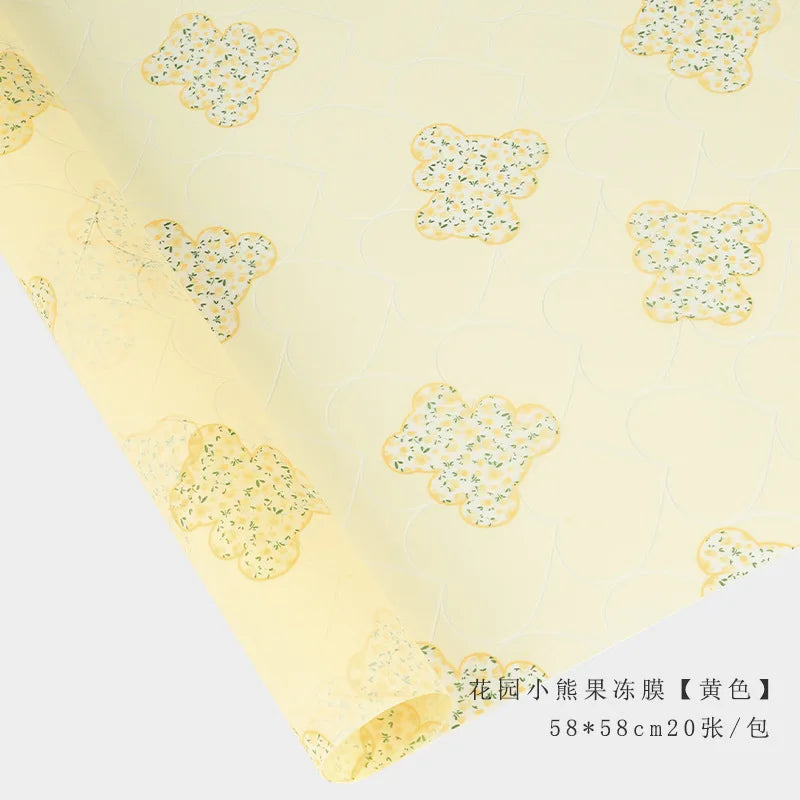 Little Bear Jelly Film Flower Bundle Gift Cartoon Coated Single Side Eco-Friendly Waterproof Flower Wrapping Paper