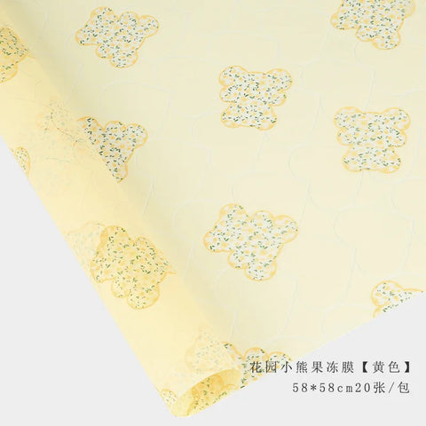 Little Bear Jelly Film Flower Bundle Gift Cartoon Coated Single Side Eco-Friendly Waterproof Flower Wrapping Paper