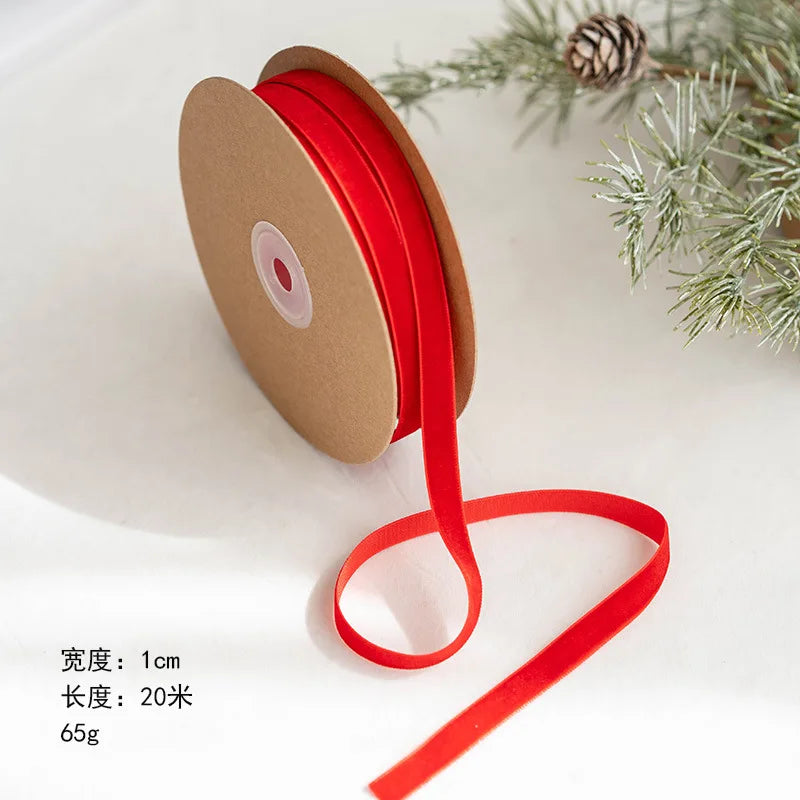 Single Sided 1cm & 2.5cm Velvet Non Elastic Plush Belt Luxury Christmas & Valentine's Day DIY Bow Accessory for Weddings