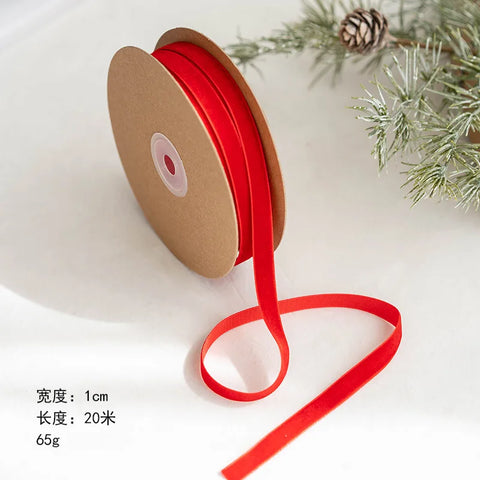 Single Sided 1cm & 2.5cm Velvet Non Elastic Plush Belt Luxury Christmas & Valentine's Day DIY Bow Accessory for Weddings