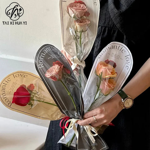 20-Pack Clear Plastic Rose Flower Bouquet Bags PE Coating for Floral Arrangements Mother's Day Gifts Florist Packaging Supplies