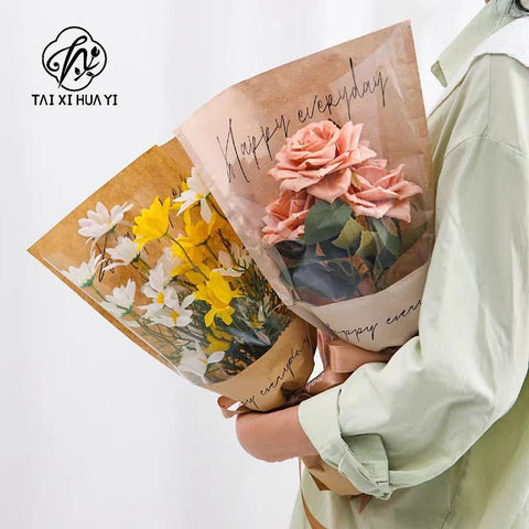 Plastic PE Virgin Waterproof Recyclable Flower Bouquet Bags Transparent Packaging for Valentine's Day Florist Supplies and Gifts