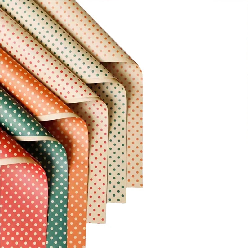 Single-Sided Polka Dot Kraft Wrapping Paper Recyclable Christmas Dotted Packaging Gift Wrap Gift Wrapping Paper
