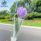 Handmade Artificial Polyester Tulip Pipe Twist Bar Weaving Bouquet Creative for Wedding Christmas and Mother's Day Gift