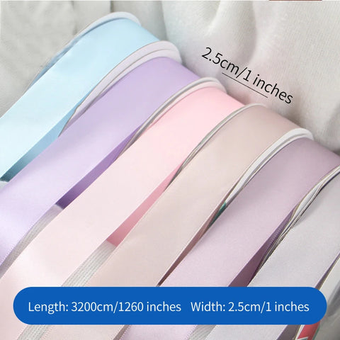 2.5cm Dacron Satin Ribbon-Luxury Biodegradable Ribbon for Valentine's Day Wedding & Christmas Gift Packaging