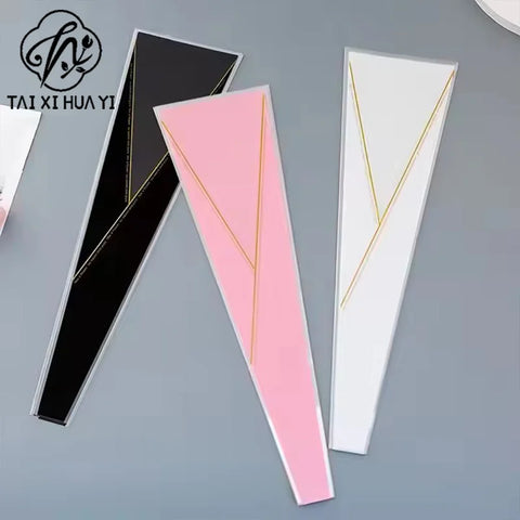Custom Single Rose Flower Wrap Recyclable OPP Plastic Bag Waterproof Fresh Flower Bouquet Packaging Sleeve Eco-Friendly Paper