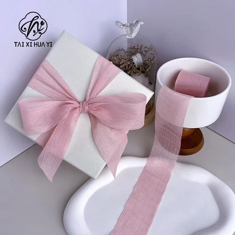 5cm Luxury Glitter Chiffon Organza Ribbon Crafts Floral Bouquets Wedding Christmas Car Party Decorations Valentine's Day Gift