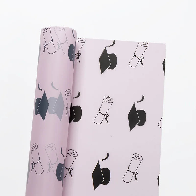 Waterproof Bow Book Roll Flower Wrapping Paper for Graduation Season Coated Material