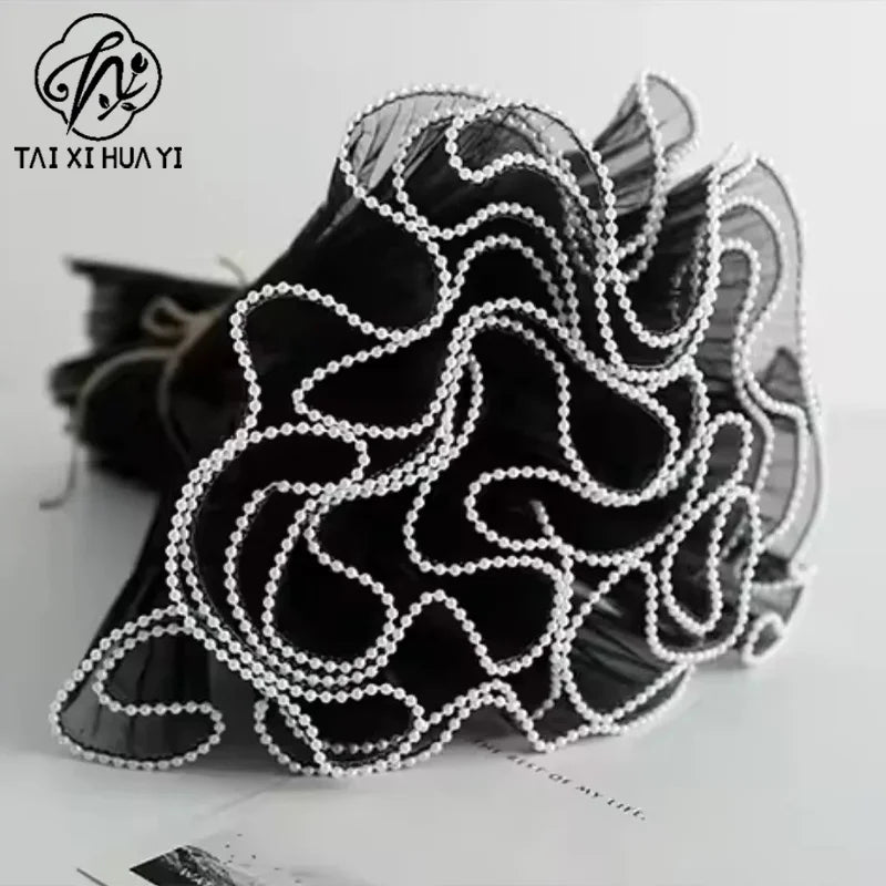 Pearl Wave Fishtail Yarn Flower Bouquet DIY Flower Packaging Edge Baking Cake Decoration Flower Packaging Materials