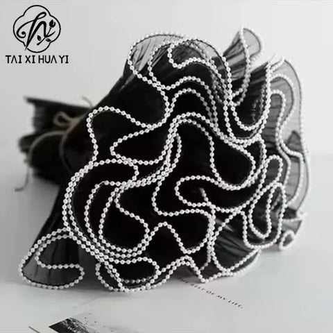 Pearl Wave Fishtail Yarn Flower Bouquet DIY Flower Packaging Edge Baking Cake Decoration Flower Packaging Materials