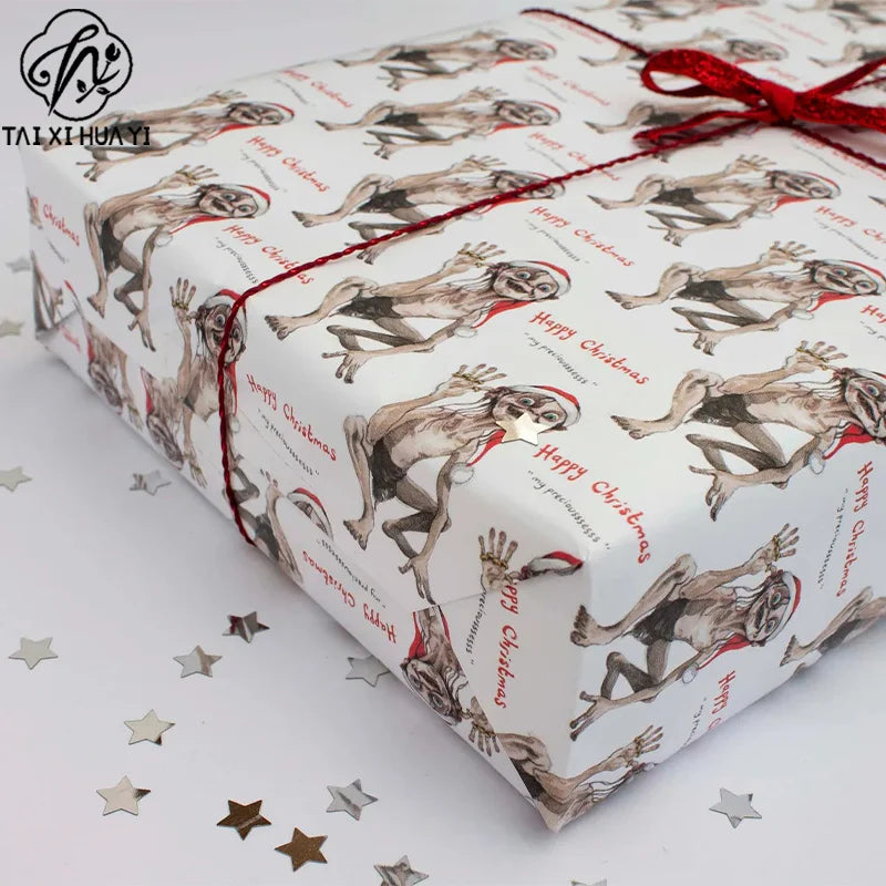 Personalized Eco-Friendly Art Paper Starch Coated Single Sided Lord Rings Gollum Christmas Wrapping Paper 60x60cm Custom Printed