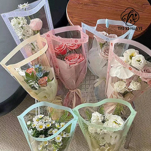Multi-piece Transparent Waterproof Flower Packaging Bag Virgin Pulp Style with PE Coating for Gift Shop Use