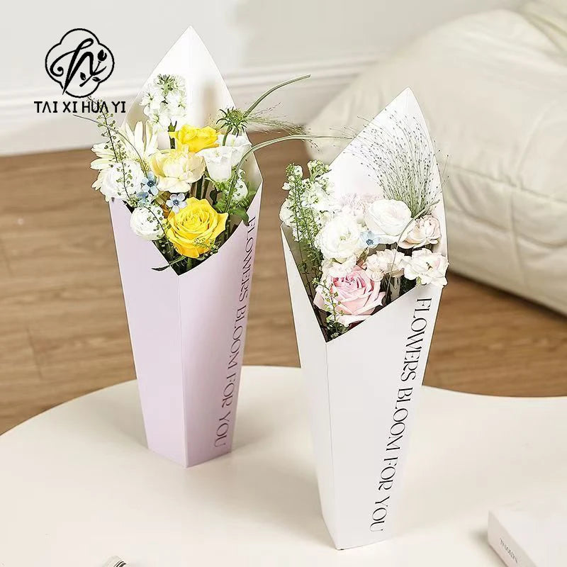 Embrace Pink Hexagon Box Handheld Flower Wrapping Paper for Floral Bouquets Floral Decorations Tube Florist Packaging Cone Shape
