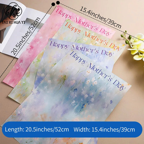 Oil Painting Coated Paper Single-sided Flower Design for Mother's Day Packaging Flower Paper Maker