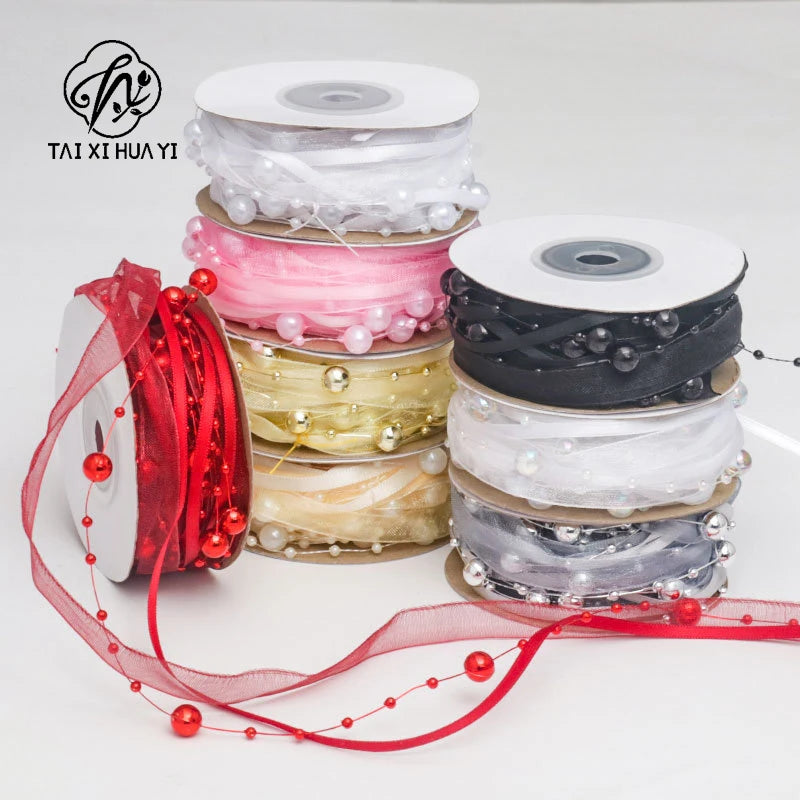 Luxury Handmade DIY Beaded Snow Silk Strap Wedding & Christmas Floral Gift Strap Valentine's Day Style Floral Holding Flowers
