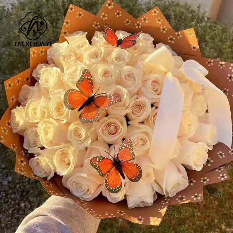 Premium Art Paper Double Sided Floral Wrapping Paper Waterproof Delicate Petal Pattern for Bouquets and Flower Shops