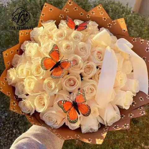Premium Art Paper Double Sided Floral Wrapping Paper Waterproof Delicate Petal Pattern for Bouquets and Flower Shops