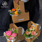 High Quality Kraft Paper Cup Holders Floral Design Foldable Floral Bouquet Gift Box Fashionable Flower
