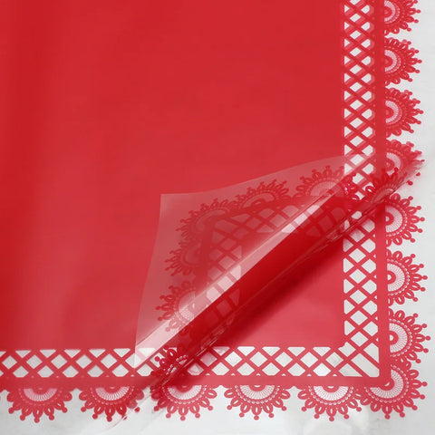Glass Paper with Petal Lace Design Transparent Plastic Waterproof Flower Paper Single Side Coating Flower Wrapping Paper