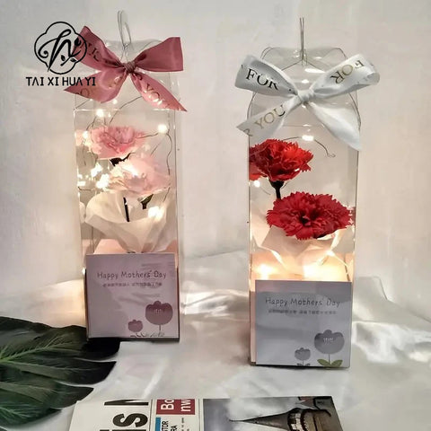 Single Portable PVC Transparent Panoramic Rose Bouquet Flower Boxes Christmas Cute Little Rose Gift Box with Embossing Printing