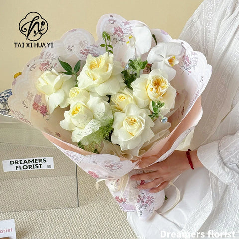 Romantic Floral Art Bouquet Wrapping Paper 38*50cm Recyclable PE Coating for Valentine's Day Eco-Friendly Flower Shop Supplies