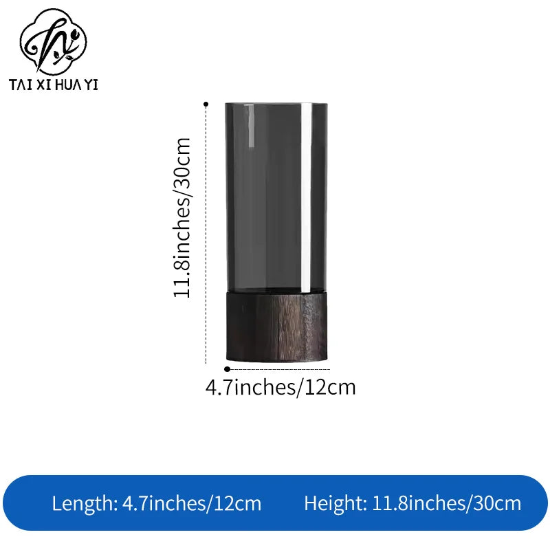 Elegant Modern Luxury Vase Acrylic and Wood Base for Home Table Decor for Floral Arrangement Packing Perfect As a Gift