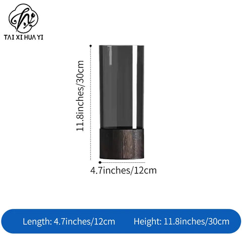 Elegant Modern Luxury Vase Acrylic and Wood Base for Home Table Decor for Floral Arrangement Packing Perfect As a Gift