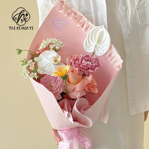 High-End Lace Edge Bouquet Wrapping Paper Single-Sided Coated Packaging Material