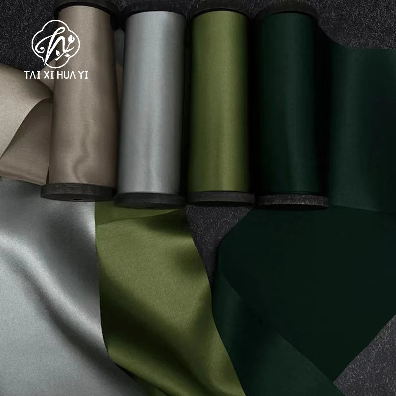 100% Pure Luxury Silk Ribbon Roll 2cm 3.8cm 6.3cm 10cm Wide Custom Hand Dyed Free Sample for Christmas Wedding Occasions Main image