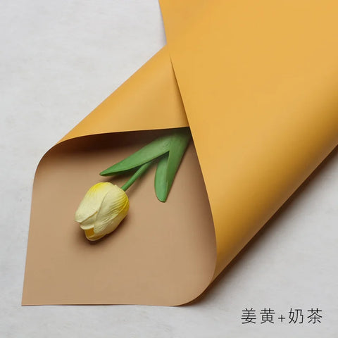 Handmade Ou Ya Two-Color Floral Wrapping Paper Waterproof Flower Packaging with Coating for Bouquets