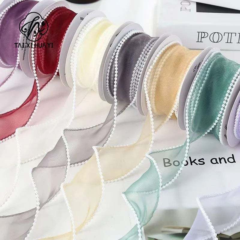 Luxury Dacron Pearl Fish Tail Satin Yarn Ribbon Biodegradable Wave Winding Handmade Bouquet Flower Valentine's Day Wedding Main image